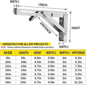 Sturdy Folding Shelf Brackets Small Arm White Heavy Duty Triangle Wall Mount Collapsible Shelf Bracket with Install Screws for Small Bench Table Space Saving 2 Pcs, (16 Inch = 40.64 Cm)-B0DXCK1R4B