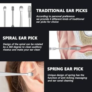 6 Pieces Stainless Steel Ear Wax Removal Kit, Reusable Ear Cleaning Tool, Ear Wax Cleaner, Ear Curette with Leather Storage Bag1 (Random Color)-B0DY7GVDZ2