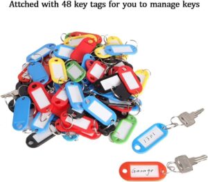 كبينة حفظ مفاتيح - عدد 48 ميداليا مفتاح للمصانع والورش والمنازل - خزنة مفاتيح من المعدن للعمر طويل معالجة ضد الصدأ والصدمات Metal Key Box for Safe and 48 Keys - B0BZRTWHN1
