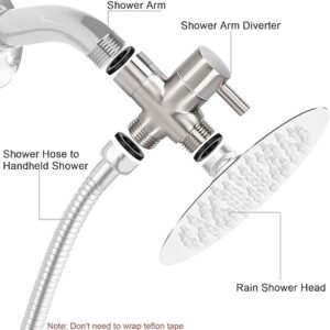 1PCs Solid Brass G1/2" Shower Arm All Metal Universal 3-Way Diverter Valve for Hand Shower and Fixed Shower Head，Replacement Component Adapter-B0CVL5SB14