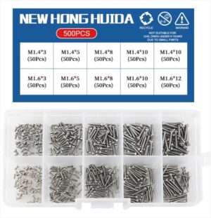 M1 M1.2 M1.4 M1.6 M2.5 M3 304 Stainless Steel Watch Eyeglasses Screws Small Screw Set Metric Thread Phillips Bolt Assortment Kit (500Pcs) (M1.4 M1.6 (500Pcs))-B0DL4SDGBH
