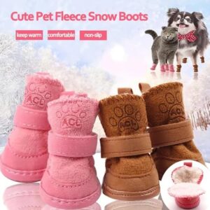 -4Pcs/Pink, Coffee, 5.2x4.4cm /No 4 /Set Cute Dog Boots Outdoor Snow Walking Non-slip Puppy Sneakers Supplies Puppy Comfortable Snow Boots Pet Winter Warm Shoes- See Size photo befor Buy Items,-B0BR62CHY9