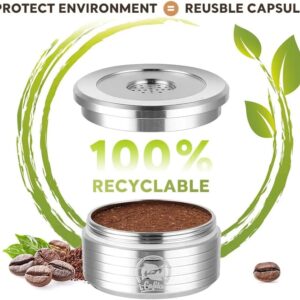 [2 Cpsuls Stainless + Tamper ] Reusable stainless steel coffee capsule kitchen reusable coffee capsule cup filter compatible with Delta (Q) coffee accessories,-B0DHLV4V7K