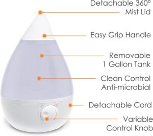 Nikuwaxi 3 L Ultrasonic Cool Mist Humidifier, Essential Oil Diffuser, Whisper Quiet Operation, Automatic Shut-off, 7 Color LED Night Light Function for Bedroom, Home, Office and Plants-B0BW36451Y