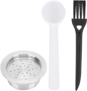 Reusable Coffee Capsule,Refillable Coffee Pods with Spoon Brush,Stainless Steel Coffee Capsule, 304 Stainless Steel Material for LAVAZZA A MODO MIO Series-B0BW9JXCNC