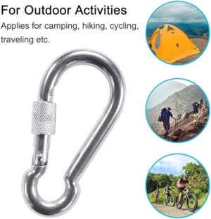 PROND Locking Carabiners, Heavy Duty Carabiner, 316 Stainless Steel Screw Lock Carabiner Hooks, 2.7inch (2PCS - 316 Stainless Steel-B08YK44Z18)