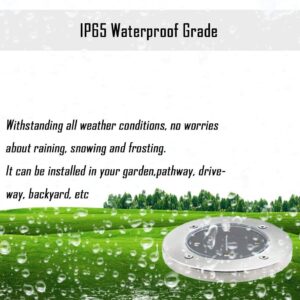 Disk Lights, Solar Ground Light with 4 leds, Waterproof IP65 Garden Path Landscape Lighting with Light Sensor, Pack of 4, (White)-B091J6ZH3K