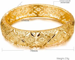 1Pcs Luxury Gold Color Bracelets For Women Men Ramadan Ethiopian Dubai Bangles&Bracelet African/Arab Weeding Jewelry Gift one size-B0DV9DDRST