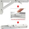 Sturdy Folding Shelf Brackets Small Arm White Heavy Duty Triangle Wall Mount Collapsible Shelf Bracket with Install Screws for Small Bench Table Space Saving 2 Pcs, (16 Inch = 40.64 Cm)-B0DXCK1R4B
