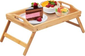 Bed Tray Table Folding Legs with Handles Breakfast Tray for Sofa Eating,Drawing,Platters Bamboo Serving Lap Desk Snack Tray-B0DYGGZR6B