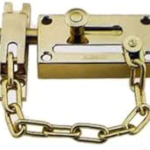 [1 Pcs] Door Chain Lock, Steel Slide Bolt Latch Safety Door Lock with Anti-Theft Chain and Spring Lock (Gold)-B0CK8CHNM2
