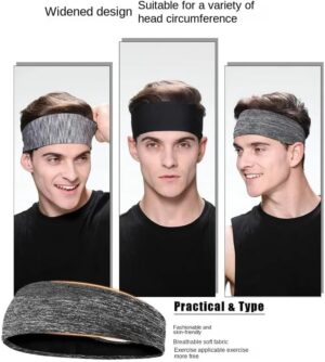 [1PCs - Black] Sport Headbands Sweatband Elastic Yoga Running Hair Band Sweat Bandage Workout Tennis Fitness Jog Basketball Headscarf Men Women(053)-B0D3LHNV5Y