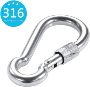 PROND Locking Carabiners, Heavy Duty Carabiner, 316 Stainless Steel Screw Lock Carabiner Hooks, 2.7inch (2PCS - 316 Stainless Steel-B08YK44Z18)