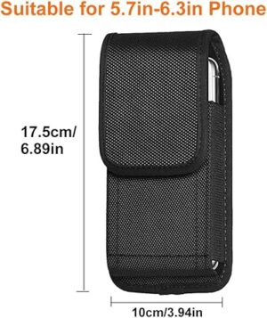 Tactical Cell Phone Pouch Holster with Free D Shaped Buckle Protable Wallet Card Waist Pack Outdoor Sports Nylon Carrying Case - Vertical (XXL) 17.5 * 10CM-B0DB76328L