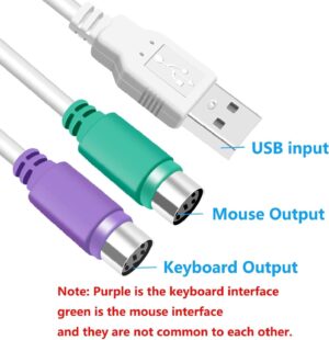 [1Pcs-19Cm] High quality USB Male To PS/2 For PS2 Female Converter Cable Cord Converter Adapter Keyboard GSO71502-USB-PS2 [Regular version F56]-B0D4GYV8W4