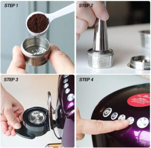 Reusable Coffee Capsule, Stainless Steel Capsule for K-Fee Caffitaly Cafissmo with Plastic Spoon Cleaning Brush-B0BWRPVPGD