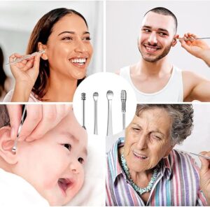 6 Pieces Stainless Steel Ear Wax Removal Kit, Reusable Ear Cleaning Tool, Ear Wax Cleaner, Ear Curette with Leather Storage Bag1 (Random Color)-B0DY7GVDZ2