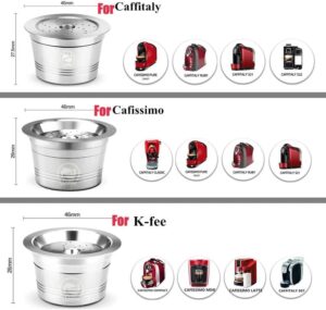 Reusable Coffee Capsule, Stainless Steel Capsule for K-Fee Caffitaly Cafissmo with Plastic Spoon Cleaning Brush-B0BWRPVPGD