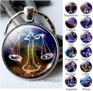 -(12) Constellations Keychain Constellation Key Rings Zodiac Sign Keychain Pendant Jewelry Fashion Birthday Gift-B0BPN7V56H