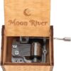 Wooden Music Box Hand Music Box Wooden Engraved Hand Crank Carved Plywood Crank Carved Vintage Mechanism Music Box(Moon river)-B0B1X1M2DM