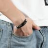 1Pcs - Cross Stainles Steel Mesh Belt Bracelet Fashion Men's Wrist Bracelets On Hand Classic Bracelet Adjustable Jewelry MAx 21Cm-B0DL2DLSWK
