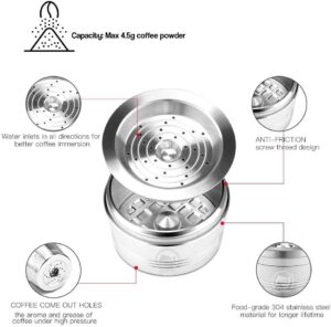 Reusable Coffee Capsule, Stainless Steel Capsule for K-Fee Caffitaly Cafissmo with Plastic Spoon Cleaning Brush-B0BWRPVPGD