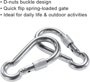 PROND Locking Carabiners, Heavy Duty Carabiner, 316 Stainless Steel Screw Lock Carabiner Hooks, 2.7inch (2PCS - 316 Stainless Steel-B08YK44Z18)