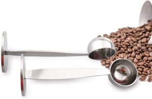 [1 PCs] Coffee Bean Press Espresso, Rumanle Stand Coffee Measure tamper spoon Stainless Steel Coffee & Tea Tools Measuring Tamping Scoop Coffee Tamper (1 Piece, Silver) 5 Cm diameter