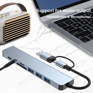 8-IN-2 USB HUB 3.0 USB C HUB Dock Station 5Gbps High Speed Transmission USB Splitter Type C to USB OTG Adapter For Macbook Pro (7-IN-2, CHINA)-B0DX852HFM
