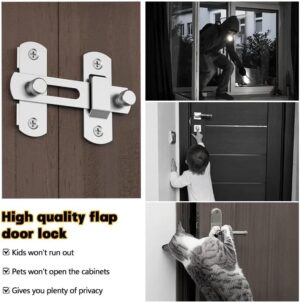 [1pcs] Door Bolts Hasp Latch Lock Sliding Door Lock Stainless Steel A Type Latch For Casement Cabinet Fitting With 4 * Screws (Black)-B0DXCLSRFY