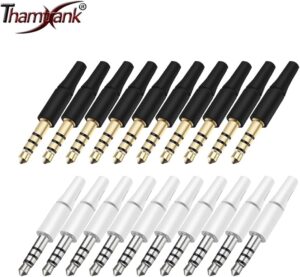 5pcs White And Black 3.5mm Stereo Headset Plug 3/4 Poles 3.5 Audio Plug Jack Adapter Connector for Iphone New Outlet 2.5mm (17mm 4P Nickle Black)-B0DWHHJSBX