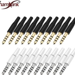 61z-5OUmhfL._AC_SL1000_ 5pcs White And Black 3.5mm Stereo Headset Plug 3/4 Poles 3.5 Audio Plug Jack Adapter Connector for Iphone New Outlet 2.5mm (17mm 4P Nickle Black)-B0DWHHJSBX