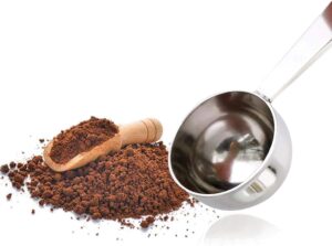 [1 PCs] Coffee Bean Press Espresso, Rumanle Stand Coffee Measure tamper spoon Stainless Steel Coffee & Tea Tools Measuring Tamping Scoop Coffee Tamper (1 Piece, Silver) 5 Cm diameter