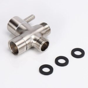 1PCs Solid Brass G1/2" Shower Arm All Metal Universal 3-Way Diverter Valve for Hand Shower and Fixed Shower Head，Replacement Component Adapter-B0CVL5SB14