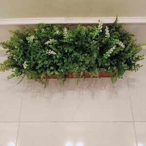 [1PCs -As Shown] Artificial flower basin and basin stand, Artificial Fern & Greenery Planter in Brown Rectangular Pot - نباتات صناعية بتنسيق رائع وكثيف-B0DY62PSBX
