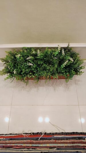 [1PCs -As Shown] Artificial flower basin and basin stand, Artificial Fern & Greenery Planter in Brown Rectangular Pot - نباتات صناعية بتنسيق رائع وكثيف-B0DY62PSBX