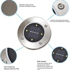 Disk Lights, Solar Ground Light with 4 leds, Waterproof IP65 Garden Path Landscape Lighting with Light Sensor, Pack of 4, (White)-B091J6ZH3K
