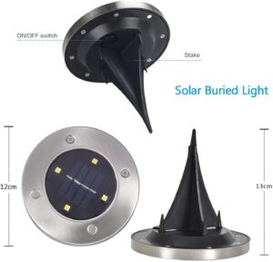 Disk Lights, Solar Ground Light with 4 leds, Waterproof IP65 Garden Path Landscape Lighting with Light Sensor, Pack of 4, (White)-B091J6ZH3K