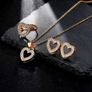 Hot Sale 4 Pcs/Set Luxury Classic Women's Jewelry Set Gold Plated Crystal Zircon Metal Chain Necklace Bracelet Earring Ring-B0CFZXBFSC