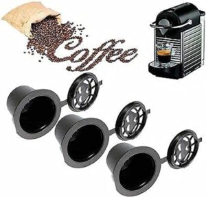 1 Pcs Refillable, Reusable Coffee Capsule Pod for Coffee Machine +Plastic Spoon +Small Bruch-B0CR7HW941