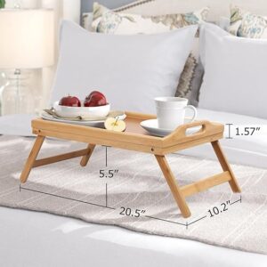 Bed Tray Table Folding Legs with Handles Breakfast Tray for Sofa Eating,Drawing,Platters Bamboo Serving Lap Desk Snack Tray-B0DYGGZR6B