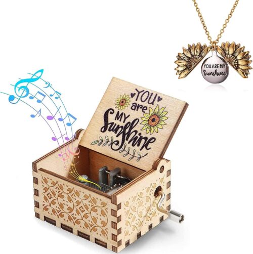 You are My Sunshine Gifts-Sunflower Necklace with You are My Sunshine Music Box, for Girlfriend, Daughter, Wife, Mother, Lover, Granddaughter-B0BSR84ZTD