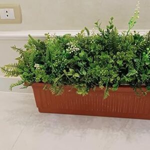 [1PCs -As Shown] Artificial flower basin and basin stand, Artificial Fern & Greenery Planter in Brown Rectangular Pot - نباتات صناعية بتنسيق رائع وكثيف-B0DY62PSBX