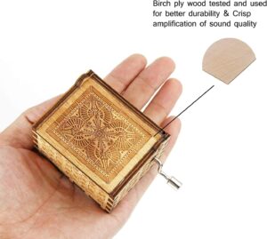UspotUshop Merry Christmas Wooden Hand Cranked Collectible Jingle Bell Themed Brown Music Box (Merry Christmas Edition)-B08MXZ861F