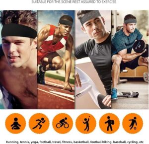 [1PCs - Black] Sport Headbands Sweatband Elastic Yoga Running Hair Band Sweat Bandage Workout Tennis Fitness Jog Basketball Headscarf Men Women(053)-B0D3LHNV5Y