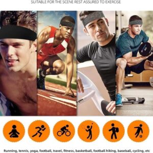 [1PCs - Black] Sport Headbands Sweatband Elastic Yoga Running Hair Band Sweat Bandage Workout Tennis Fitness Jog Basketball Headscarf Men Women(053)-B0D3LHNV5Y