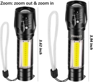 COB LED Flashlight Rechargeable Torch Zoom Flashlight Built-in Battery+USB Cable (1 Pack) 11Cm (1 Pack)-B0DJ8KZ8TV