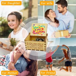 Music Box New Addition You Are My Sunshine - Music Box Hand-Cranked Music Box Five Hand Edition (Colored Wooden)-B0DFDQ448V