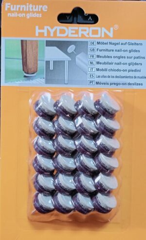 Furniture Sliders Nail-on Glides (1.5CM Diameter)- 24 Pieces Brown Base-B0DWKZ9Y99