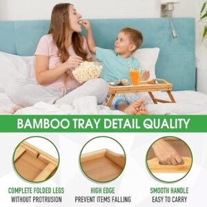 Bed Tray Table Folding Legs with Handles Breakfast Tray for Sofa Eating,Drawing,Platters Bamboo Serving Lap Desk Snack Tray-B0DYGGZR6B